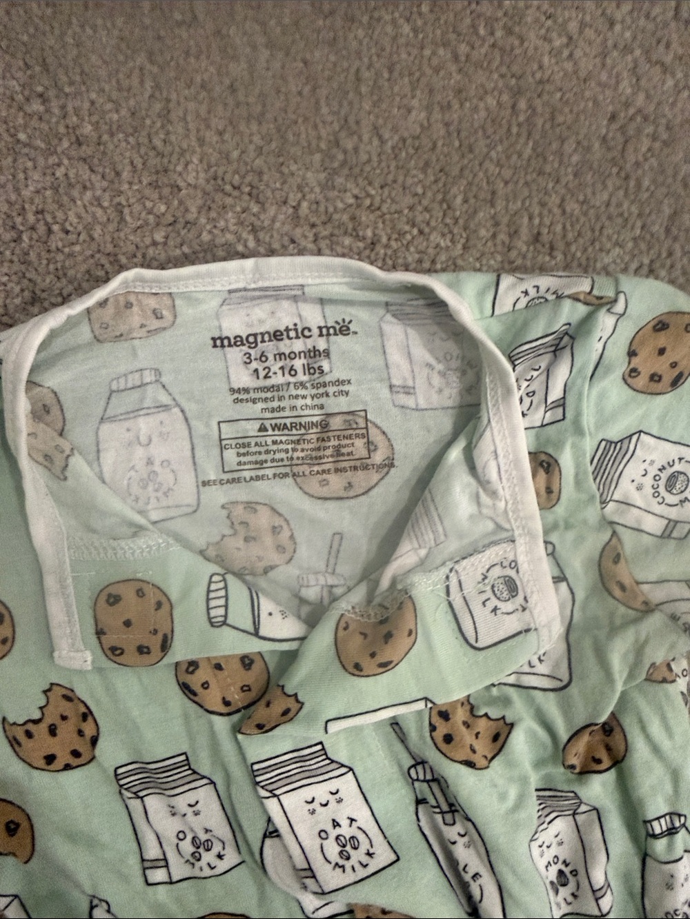 Magnetic Me Mint Green Cookie & Milk Cartoon Sleep Sack